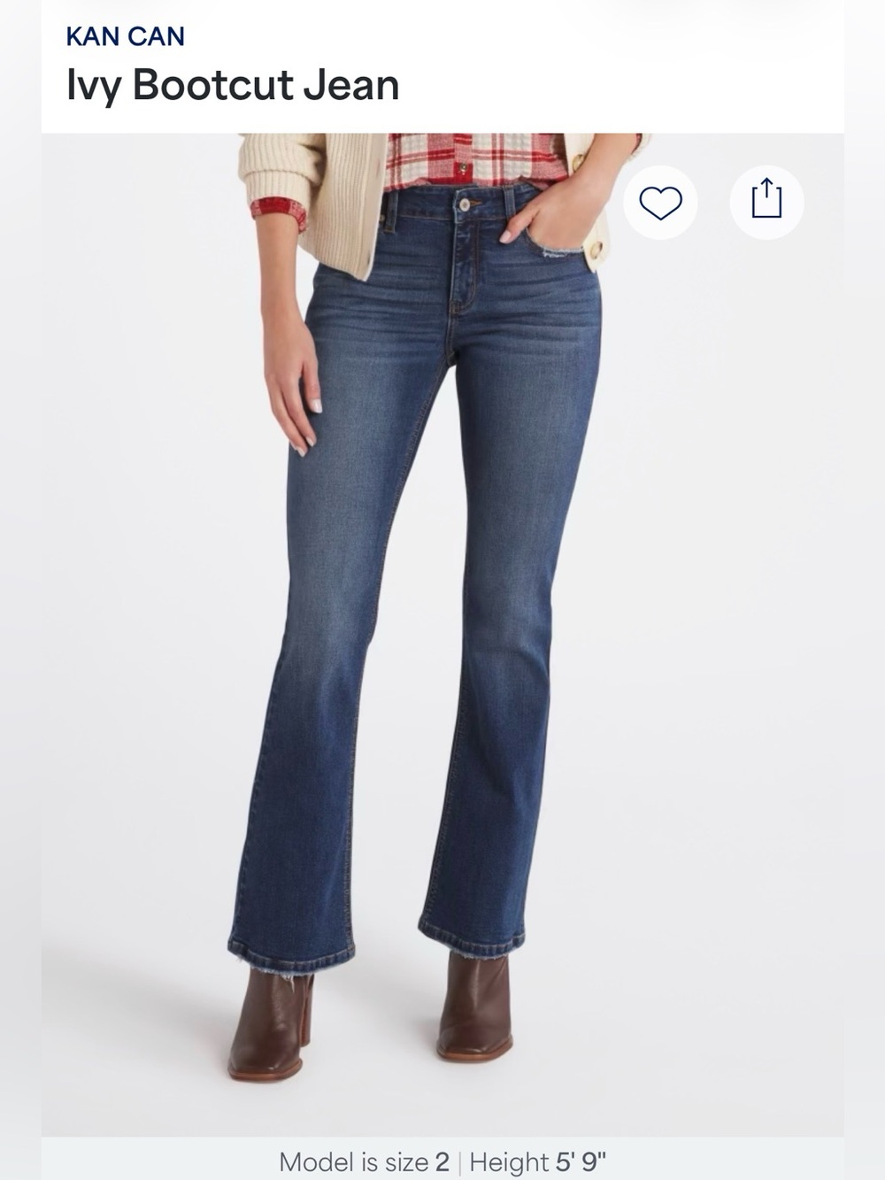 KanCan Ivy Bootcut Jeans — Medium Dark Blue